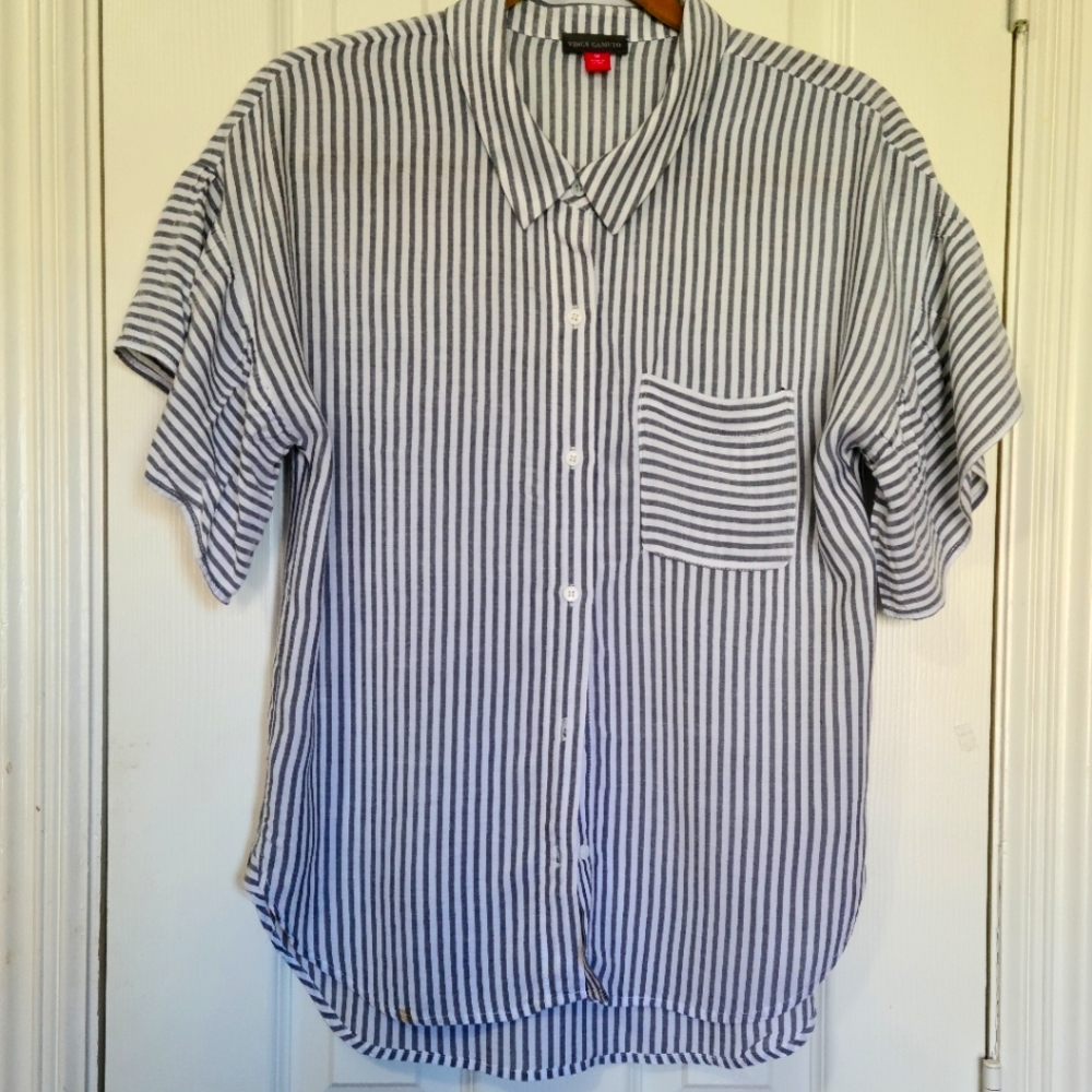 Vince Camuto Black and White Striped Blouse